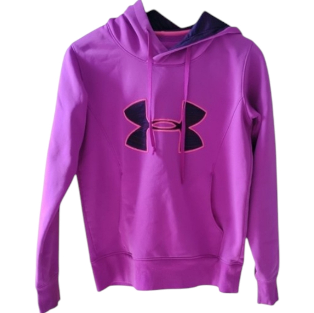 Under Armour Storm Big Logo Fleece Magenta Hoodie Sz SP